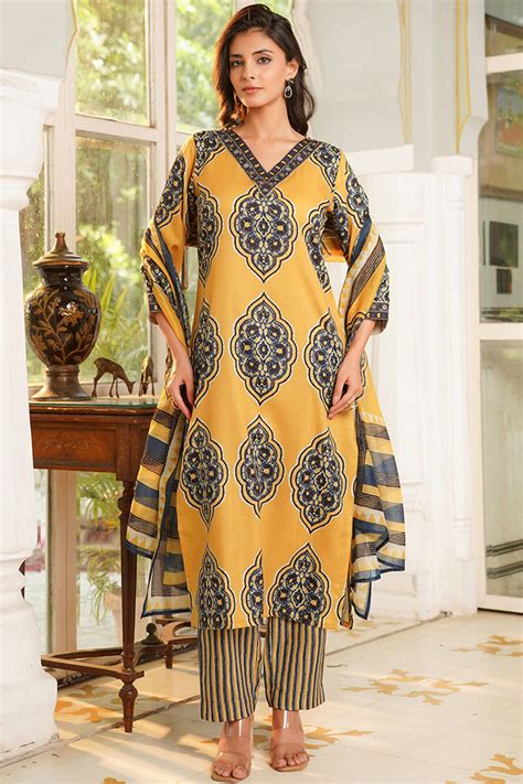 Yellow Rayon Blend Ethnic Motifs Printed Straight Kurta Trousers With ...