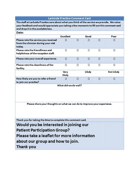 Image result for Comment Card Template