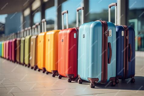 Premium AI Image | A row of suitcases in different colors and sizes