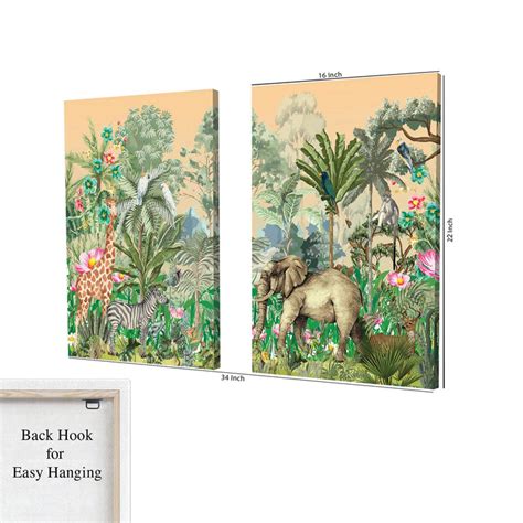 Art Street Stretched On Frame Canvas Painting Mughal garden with Eleph ...