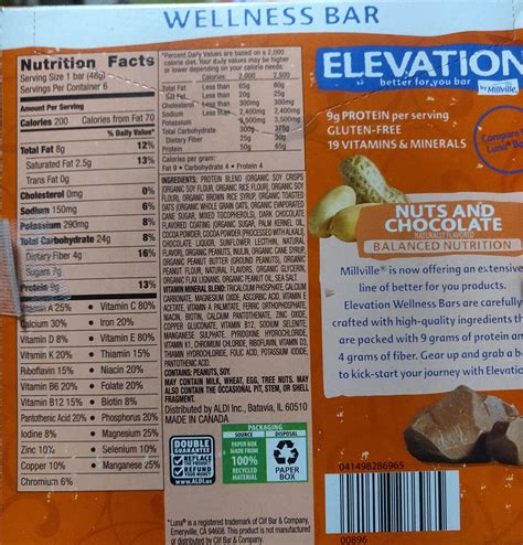 Millville Elevation Protein Bar Nutrition Facts | Besto Blog