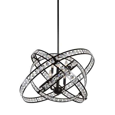 Buy Modern Crystal Pendant Light Black 4 Ring Variable Shape E14 6 ...