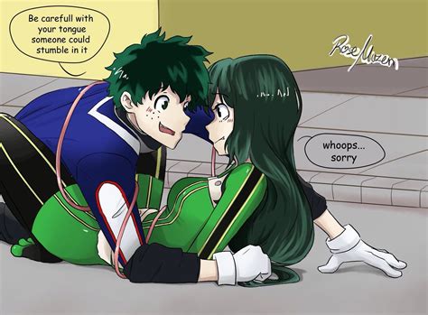 Tsuyu and Izuku by RoseMuzen on DeviantArt