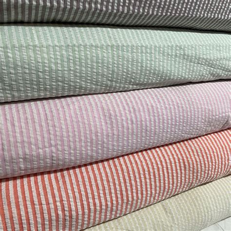 100% Cotton Seersucker Fabric Crush Stripe Costume Craft Dress Material ...