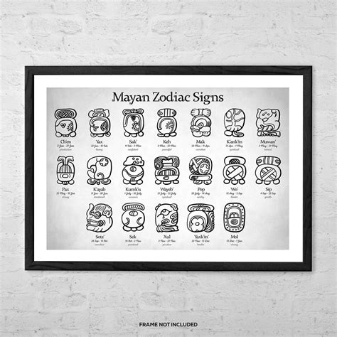 Mayan Zodiac Signs Art Print – Ancient Astrology Chart Wall Decor ...