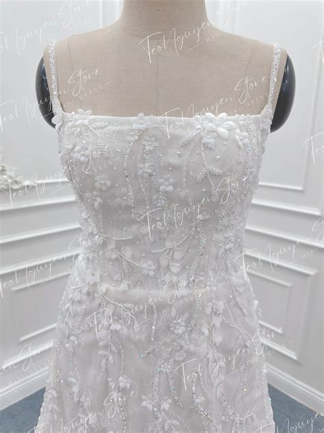 Short Lace and Beaded Wedding Dress. Luxurious 3D Floral Lace Mini Wedding Dress. Custom Mini ...