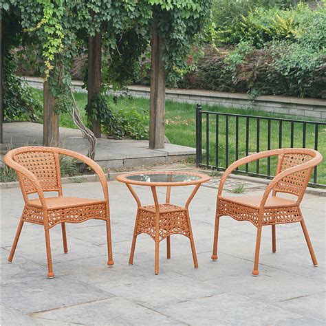 藤椅三件套花园阳台桌椅茶桌椅组合户外休闲庭院室外防雨防晒滕椅
