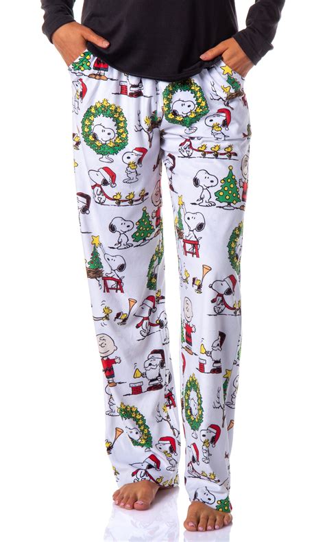 Peanuts Womens' Christmas Charlie Brown Snoopy Santa Sleep Pajama Pants ...