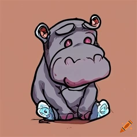 Chibi hiphop hippo sketch