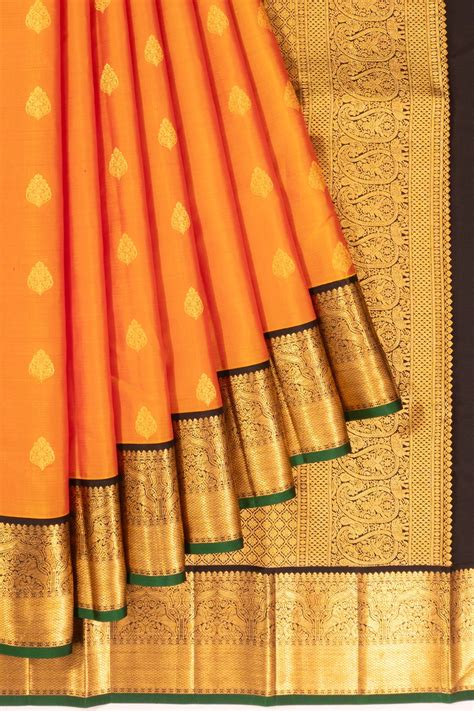 Kanchipuram Silk Butta Orange Saree | Kankatala