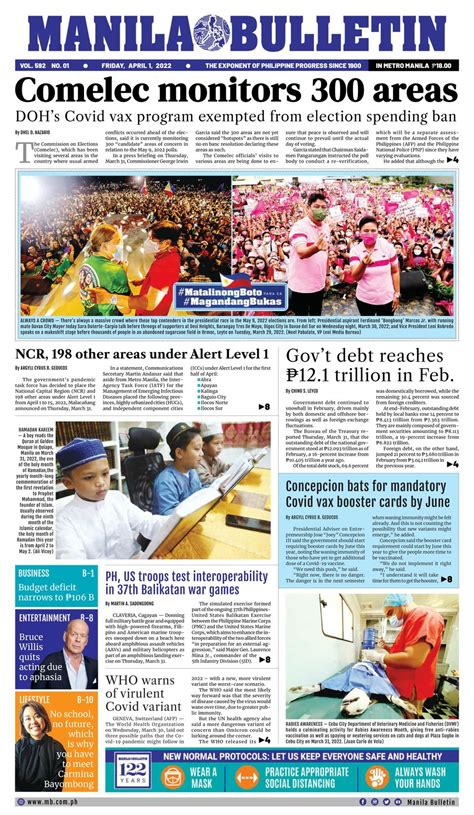 Get digital access to Manila Bulletin - April 1, 2022 issue | Magzter.com