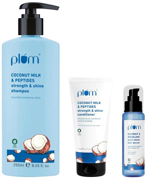 Buy Plum Strong & Shiny Hair Routine with Coconut Milk and Peptides ...