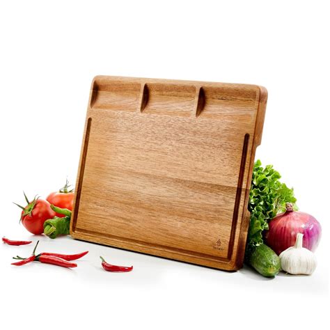 Befano Reversible Cutting Board with 3 Deep Compartments Juice Grooves ...