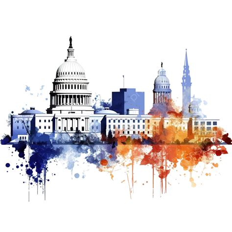 Washington Dc Skyline District Of Columbia Usa, Washington Dc, Usa, Landmark PNG Transparent ...