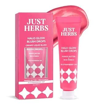 Just herbs Halo Glow Drop Blush Mango Butter + Rice Starch, Weightless ...