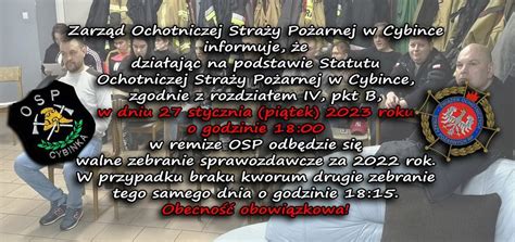 Zebranie sprawozdawcze za 2022 rok, Ochotnicza Straż Pożarna w Cybince ...