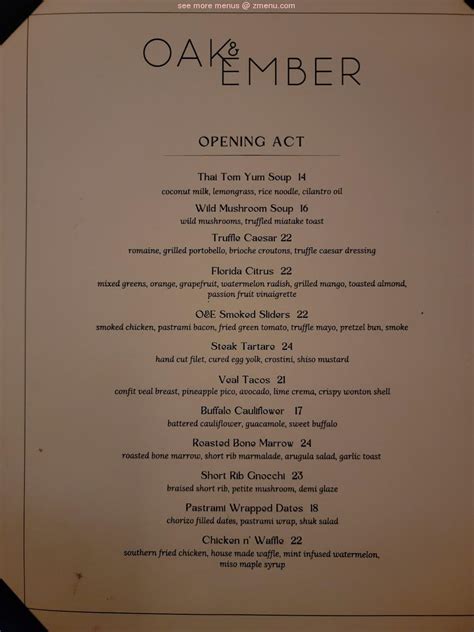 Online Menu of Oak & Ember Restaurant, Boca Raton, Florida, 33433 - Zmenu