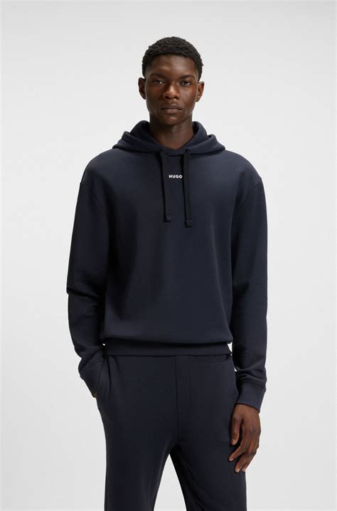 HUGO - Two-piece logo-print tracksuit set in cotton terry - Dark Blue