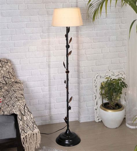 Buy Khaki Cotton Shade Floor Lamp With Metal Base By Homesake at 55% ...