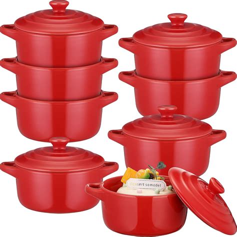 Amazon.com: Nuogo 8 PCS Ceramic Mini Cocotte Set, Soup Bowls Dinner ...