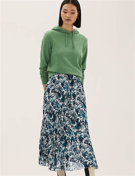 Buy Animal Print Pleated Midaxi Skirt at Marks & Spencer
