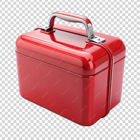 Blank closed Red Lunch Box 3d isolated on transparent background ...