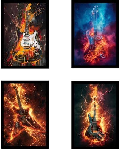 FREZZL Framed Music Instruments Wall Posters With Glass for Home and ...