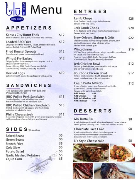 Image result for Blue Note Jazz Club Menu