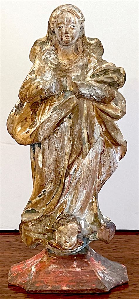 19th Century Spanish Colonial Santos Wall Hanging Shrine of the Virgin ...