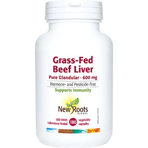 New Roots Grass-Fed Beef Liver Raw Glandular 600mg Capsules