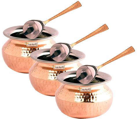 Buy Prisha India Craft Steel Copper Punjabi Serving Biryani Handi with ...