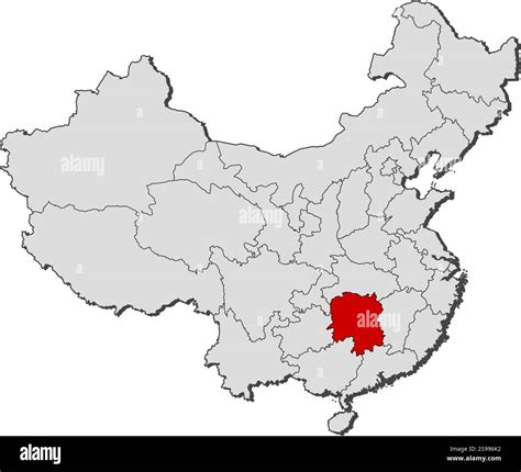Map of China with the provinces, Hunan is highlighted Stock Vector Image & Art - Alamy