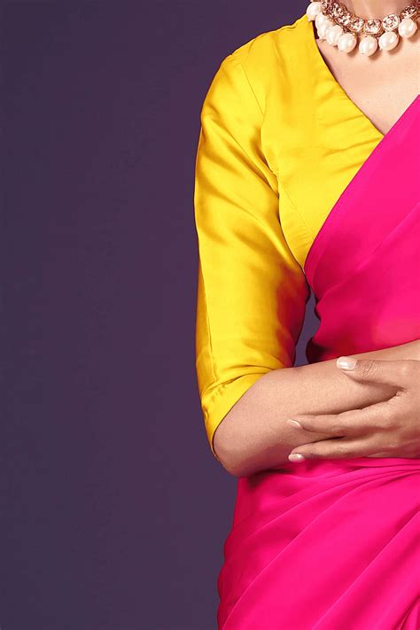 Queen Pink | Ready-to-Wear Satin Georgette saree – Glamwiz India