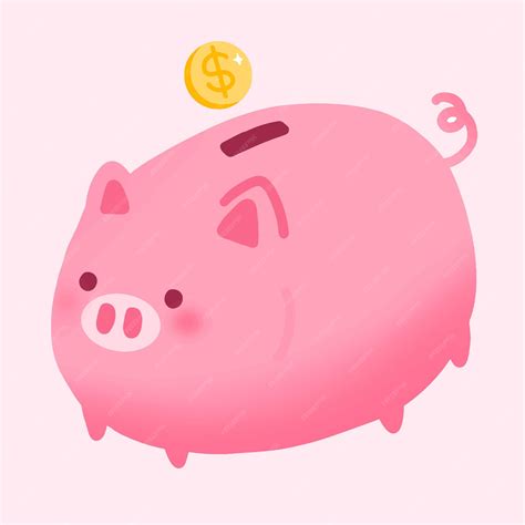 Niedliche kawaii rosa Sparschwein-Illustration, Cartoon-Zeichnung ...