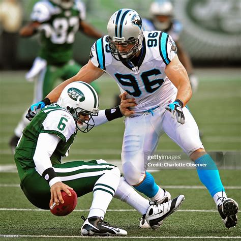 Carolina Panthers defensive end Tyler Brayton sacks New York Jets ...