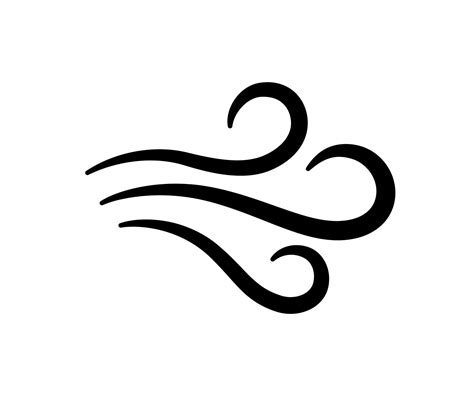 Hand drawn wind air flow icon. Free breath symbol. Fresh air flow sign ...
