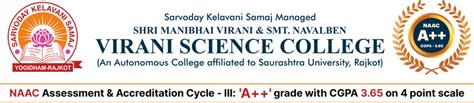 Shri Manibhai Virani and Smt. Navalben Virani Science College | Rajkot