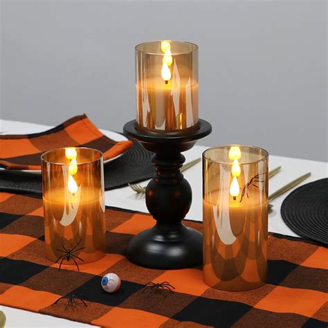 Buy Rhytsing Gold Glass Battery Operated Candles with Remote, Flameless ...