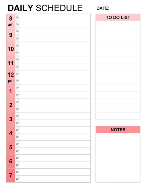 Free Printable Time Schedule 的图像结果