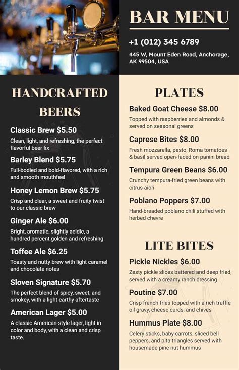 Bar Menu Design Ideas and Examples