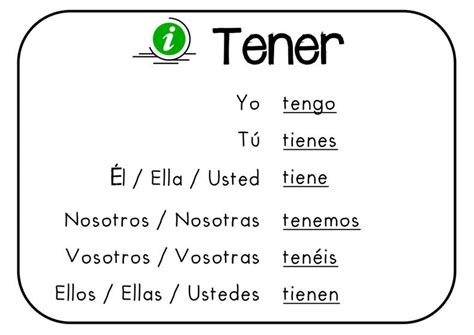 verb conjugation: TENER Diagram | Quizlet