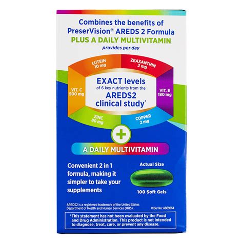 Buy Bausch & Lomb PreserVision Eye Vitamin Mineral, 100 Soft Gels (Pack ...