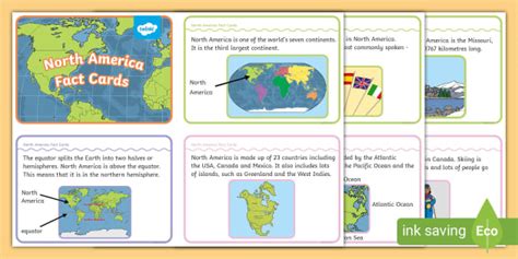 Printable North America Fact Cards | Geography Resources