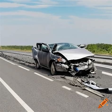 Wrecked car after a severe accident on Craiyon