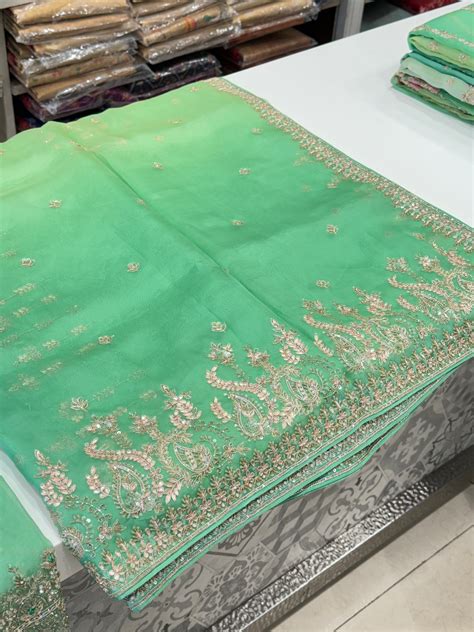 Shaded Organza Pure Hand Embroidery Saree