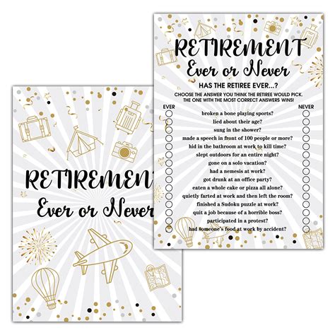 Retirement Party Games Ever Or Never Co Worker Retirement Party ...