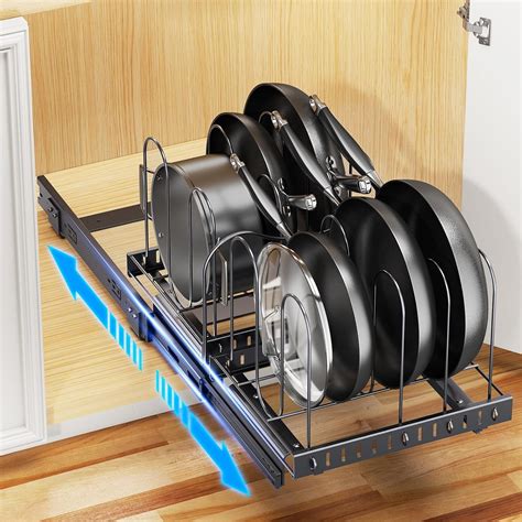 Pots and Pans Organizer for under Cabinet, Pull Out Pan Organizers ...