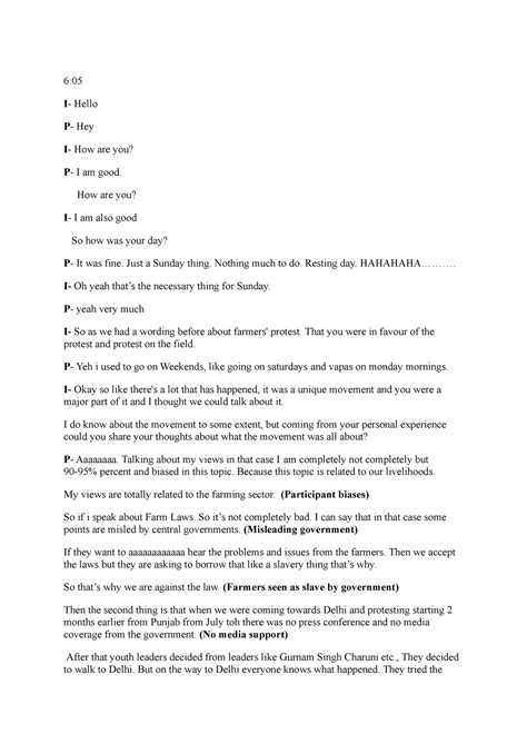 Coding - 6: I - Hello P - Hey I - How are you? P - I am good. How are ...