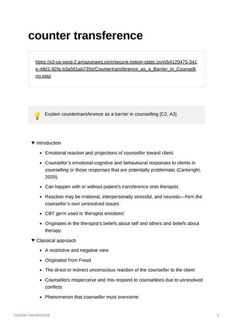 Counter transference - counter transference - Studocu