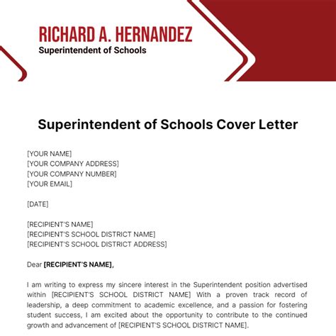 Free Superintendent of Schools Cover Letter Template to Edit Online